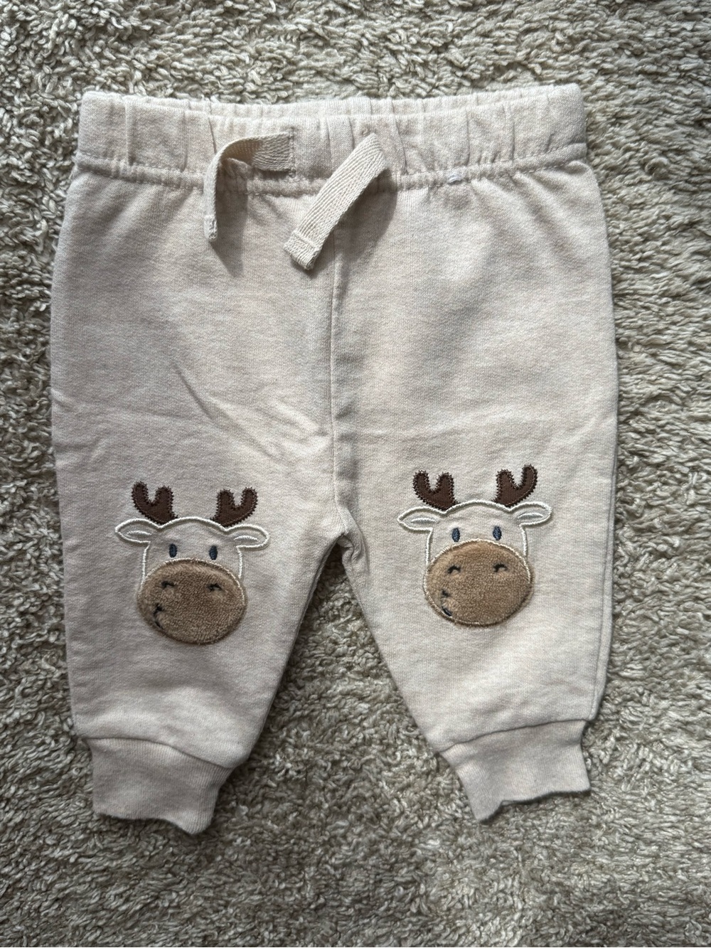 Garanimals Baby Moose Jogger Sweatpants Oatmeal Heather Embroidered 0-3M